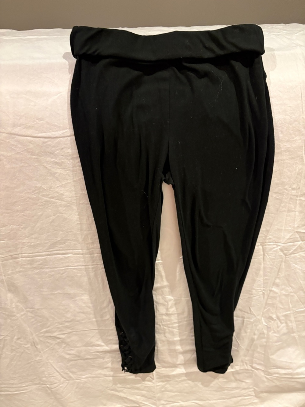 Black Lace-up Ankle Harem Pants